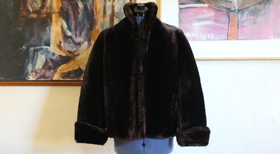 Vintage 50's Mouton Cropped Women's Coat, Size 4