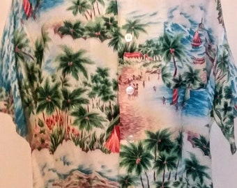vintage Kuonakakai Hawaiian Large rayon late 50s-early 60s