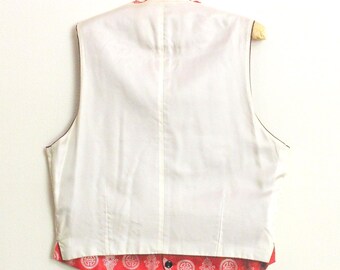 1960's Red With Silver Asian Inspired Jacquard Vintage Men's