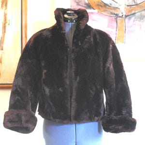 1950's Mouton Cropped Vintage Women's Coat Women's Jacket, KERRYBROOKE by Sears, Made in U.S.A., Size 4