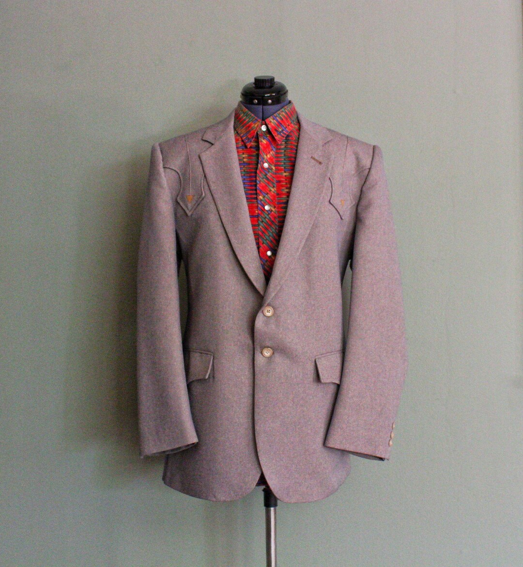 1960's70's Wool Blend Vintage Men's Cowboy Sport Coat Jacket by FALCONE With Custom Front Yokes