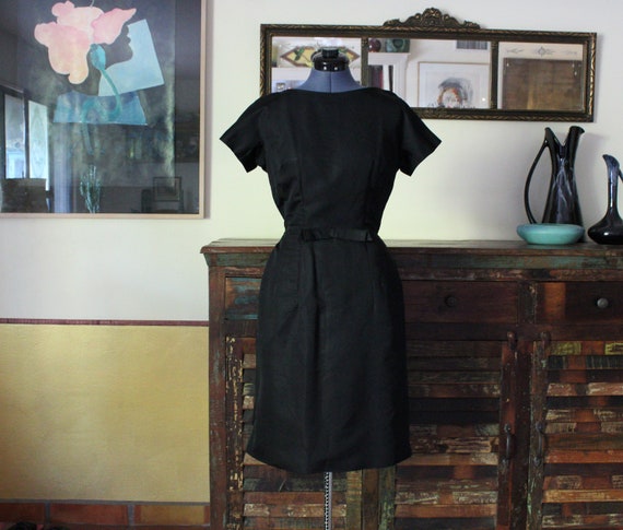 1960's R&K ORIGINALS Black Rayon Vintage Cocktail… - image 1