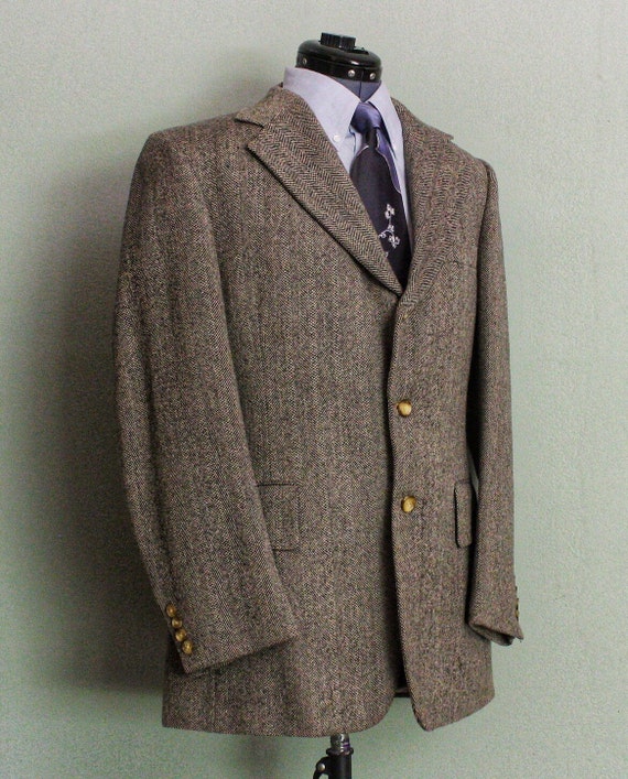 1970's Wool Herringbone Vintage Men's Sport Coat … - image 3