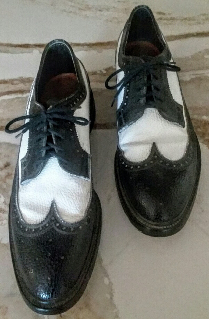 LEEKEE vintage 1950/'s black /& white rockabilly spectator wing tips