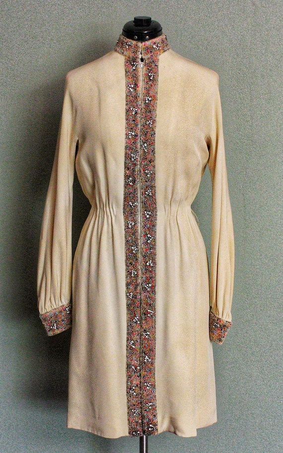 1950s Pink Wool Gabardine Day Dress