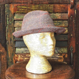 1970&#39;s Tweed Wool Vintage Men&#39;s Fedora Italian Made by ROSOLLINO MILANO Qualita Superiore with 1-3/4&quot; Brim, Size 7