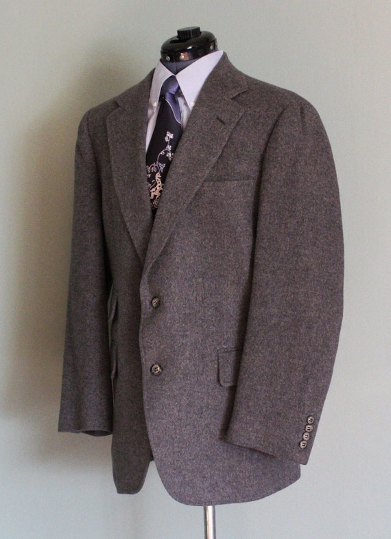 1970's Gray Soft Wool Vintage Men's Sport Coat Bl… - image 5