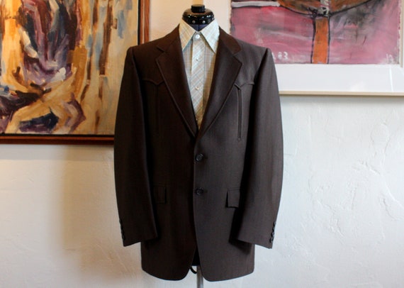 Vintage 70's DALLAS WESTERN APPAREL Dark Brown Dou