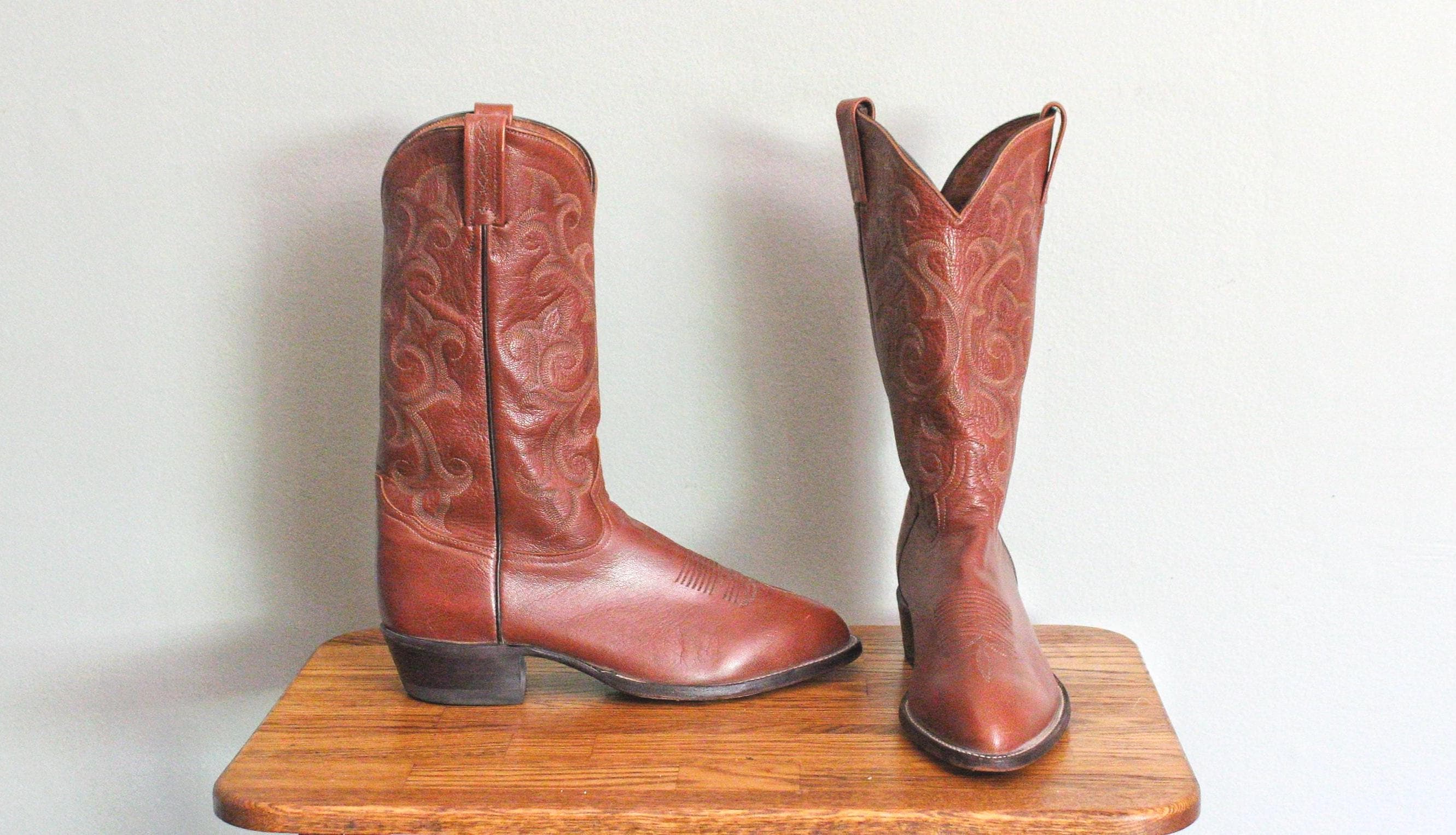 Bottes Western Tony Lama Vintage Homme - Ostrich, Marron, Pointure 8,5 D, USA