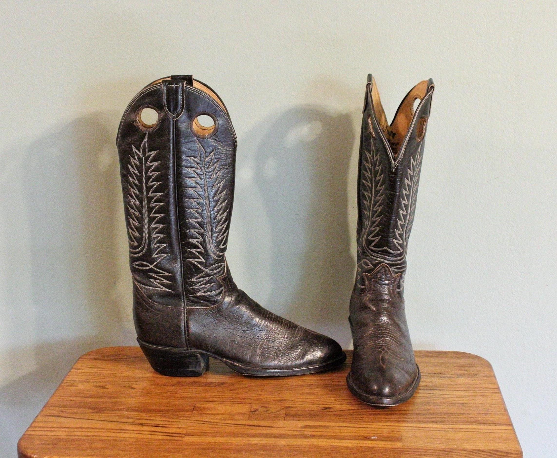 Bottes De Cowboy Vintage Tony Lama 1617 - Cuir Marron, Bout Pointu Arc-en-ciel, Taille 6.5 USA (Homme)