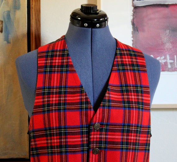 1960's Scottish Tartan Plaid Wool & Cotton Vintag… - image 2