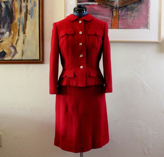 1950's-60's Rare & Gorgeous Red Wool Vintage - Etsy