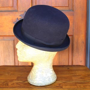 1940&#39;s-50&#39;s Pristine Felt Hand Blocked Vintage DERBY Hat Vintage Formal Hat Made in USA, Size 6-5/8