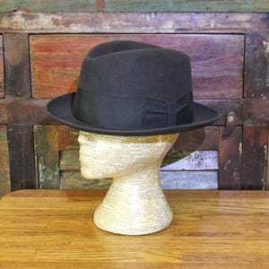 1950&#39;s-60&#39;s Dark Brown Vintage Men&#39;s Fedora by RESISTOL SELF-CONFORMING, Union Made in U.S.A., Size 7-1/4