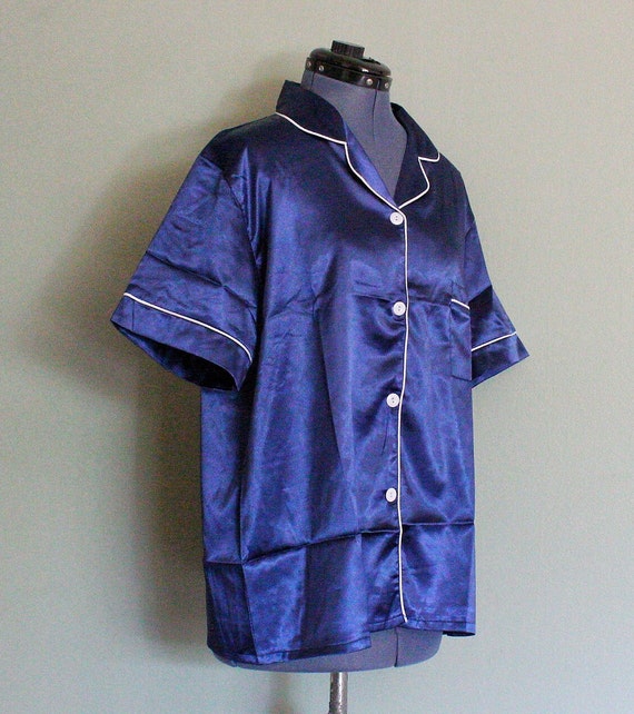 DEAD STOCK Blue Satin with White Trim Asian Women… - image 3