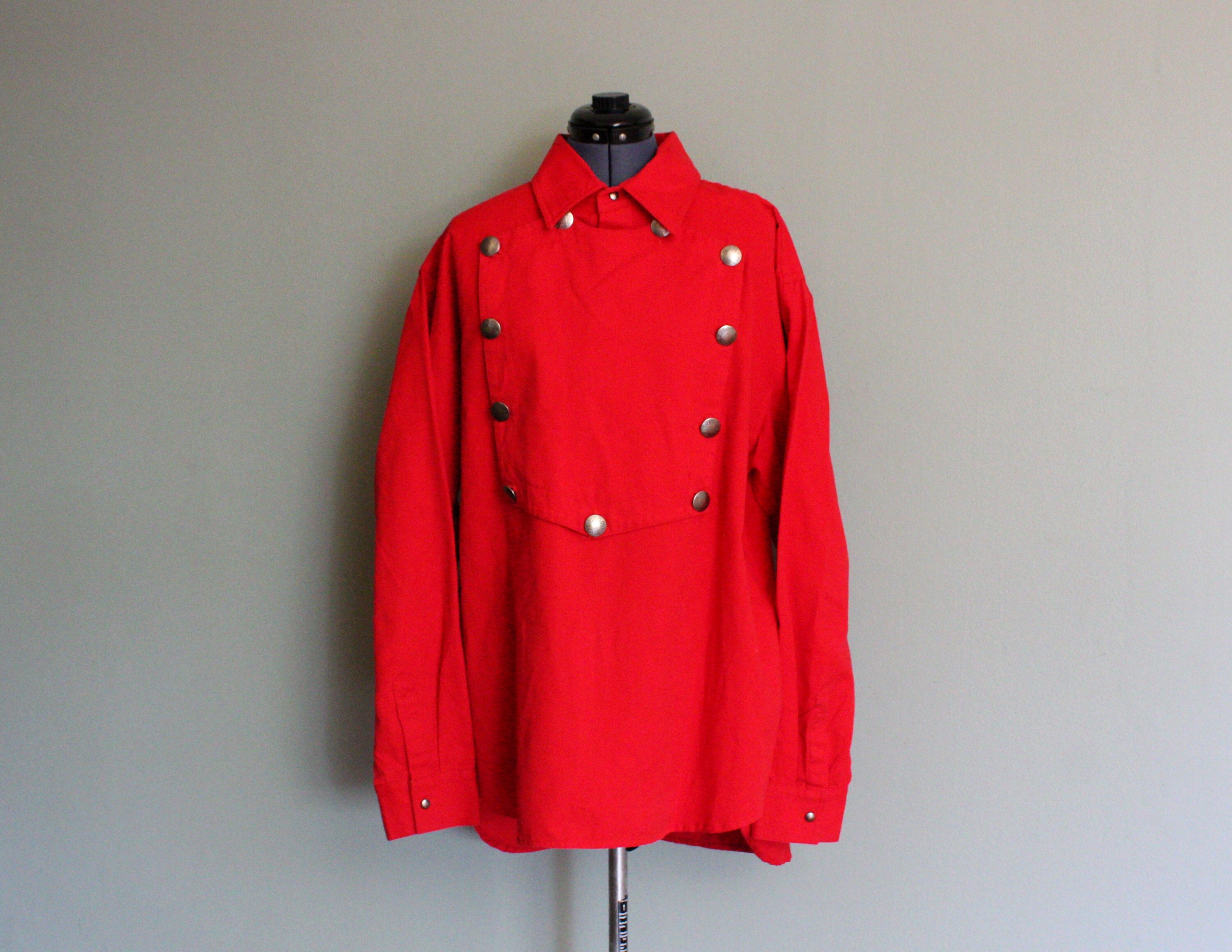 Cotton Red Men's Bib Cowboy Shirt 