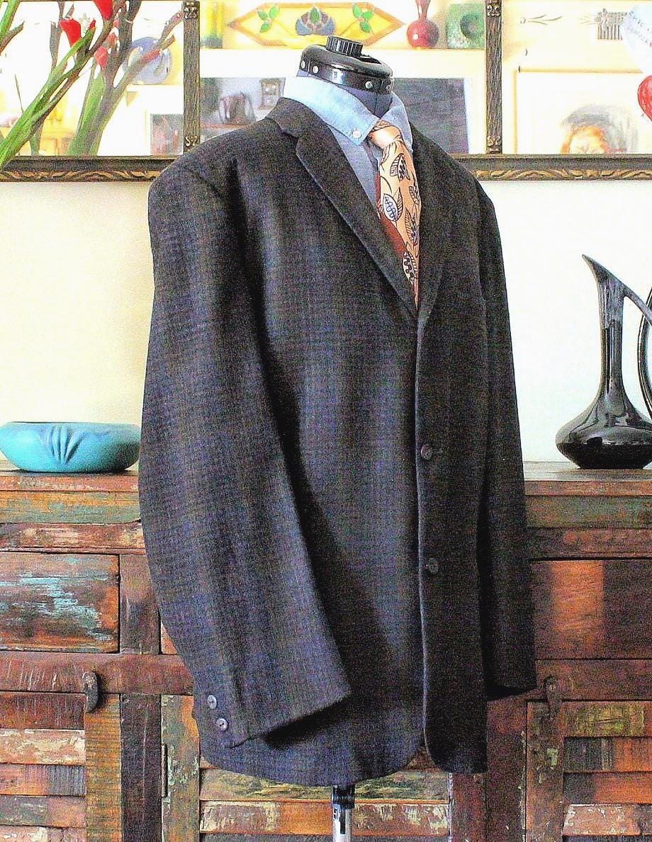 1950s Wool Plaid Sport Coat: Vintage CAMPUS Tailored Jacket (42 R 1950s Wool Plaid Sport Coat: Vintage CAMPUS Tailored Jacket (42 R
