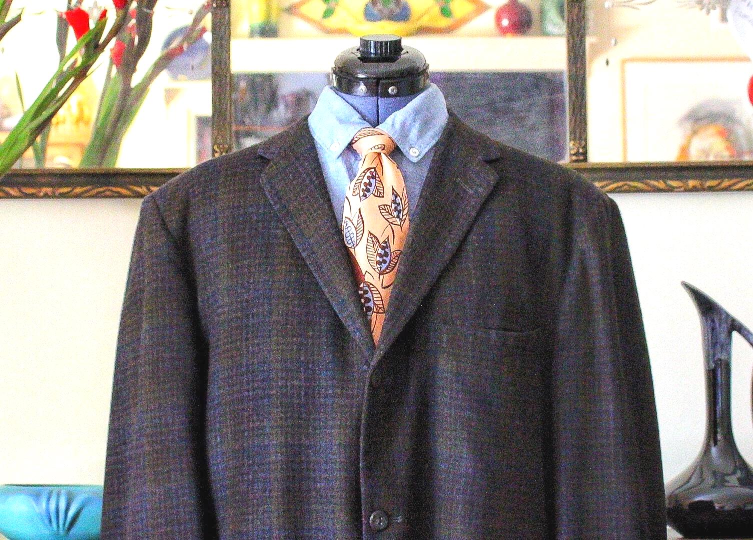 1950s Wool Plaid Sport Coat: Vintage CAMPUS Tailored Jacket (42 R 1950s Wool Plaid Sport Coat: Vintage CAMPUS Tailored Jacket (42 R