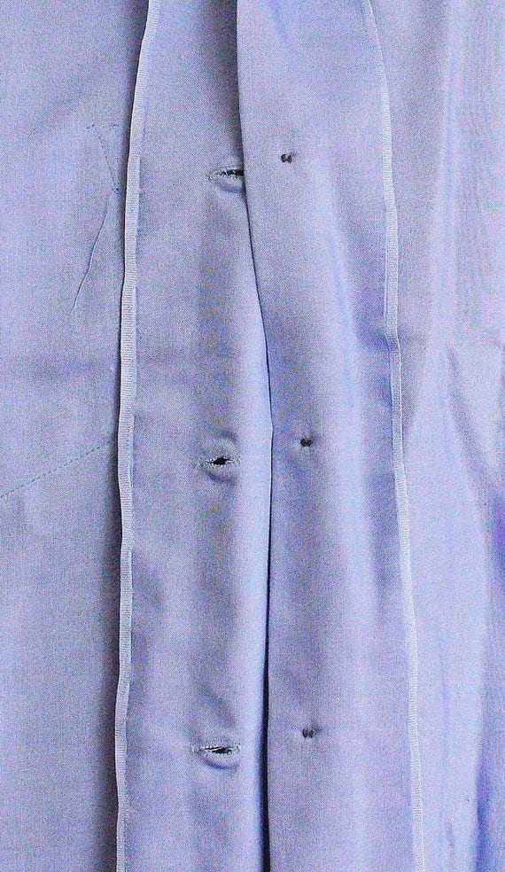 1960s Rayon Gabardine Shirt: Light Blue Atomic Embroidery, Men's