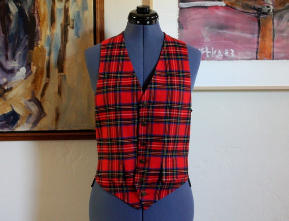 1960's Scottish Tartan Plaid Wool & Cotton Vintag… - image 1