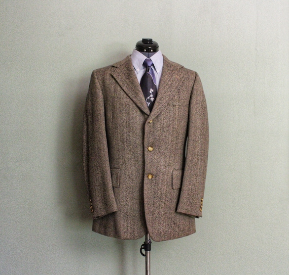 1970's Wool Herringbone Vintage Men's Sport Coat … - image 1