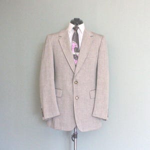 1970&#39;s Virgin Wool Vintage Men&#39;s Sport Coat by GEOFFREY BEENE for BRUSSELS Beverly Hills, Made in U.S.A., Size 38