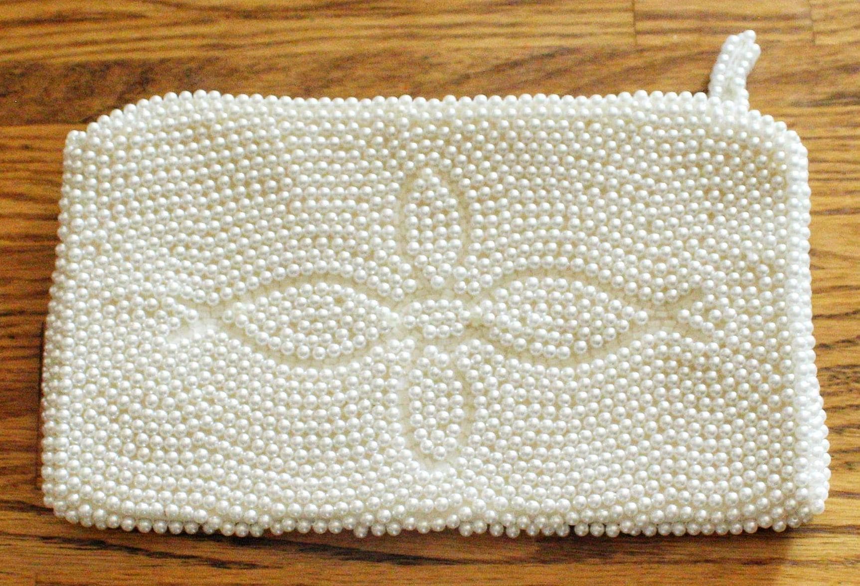 Vintage Faux Pearl Beaded Clutch: 1950s Off-white Evening Bag - Etsy