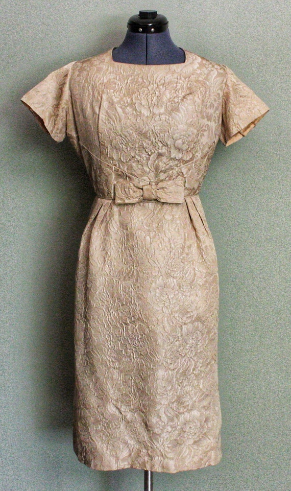 1950's-60's Beige Floral Jacquard Vintage Women's… - image 7