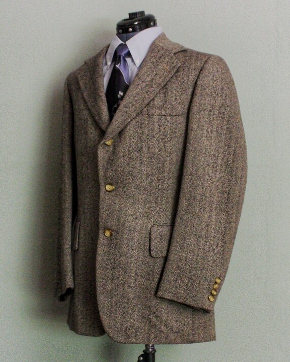 1970's Wool Herringbone Vintage Men's Sport Coat … - image 5