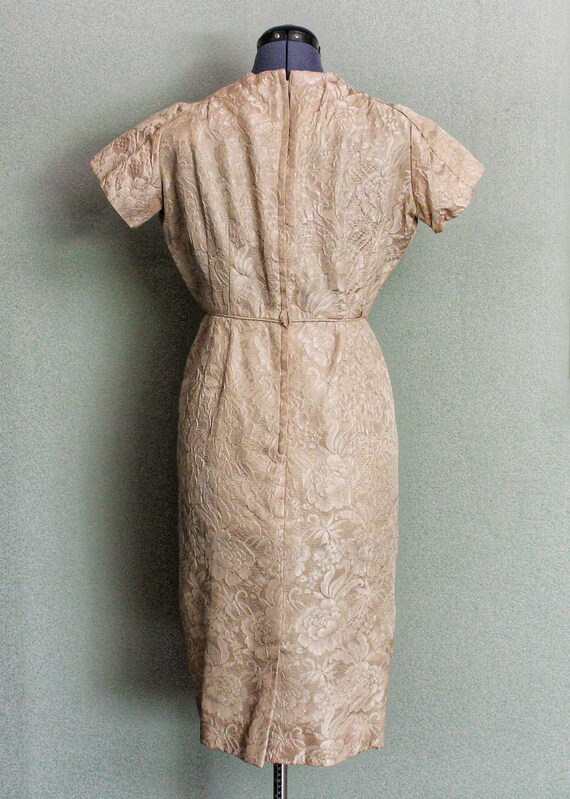 1950's-60's Beige Floral Jacquard Vintage Women's… - image 4