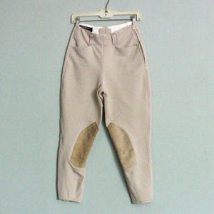 1960&#39;s Nylon & Rayon &quot;Equi-Stretch&quot; Vintage Women&#39;s Jodhpurs by PRESTIGE with Suede Knee Pads, Side Metal Zipper, Leg Back Metal Zippers, S