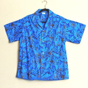 Camisa hawaiana vintage para hombre, 100% algodón, años 50-60, LUA-HALE, de una sola aguja, botones Tiki de metal, hecha en Hawái, talla GRANDE