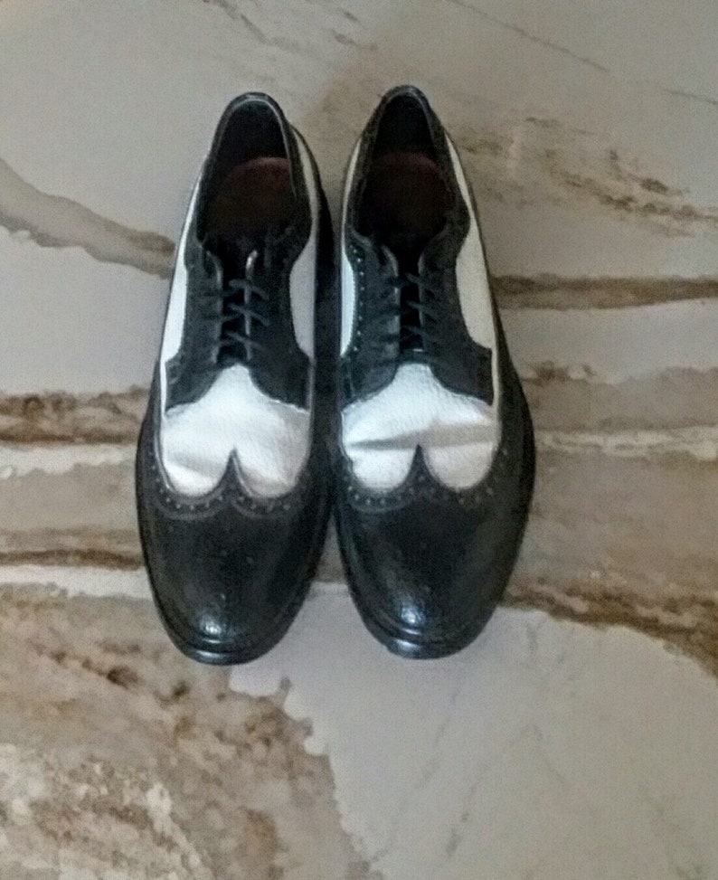 LEEKEE vintage 1950/'s black /& white rockabilly spectator wing tips