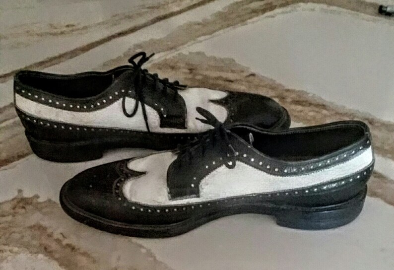 LEEKEE vintage 1950/'s black /& white rockabilly spectator wing tips