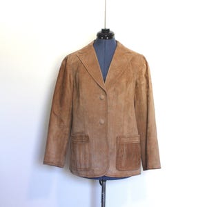 1960er Echtleder PALENA STRICKWEAR Vintage Damen Wildlederjacke Made in Hong Kong, Größe 8