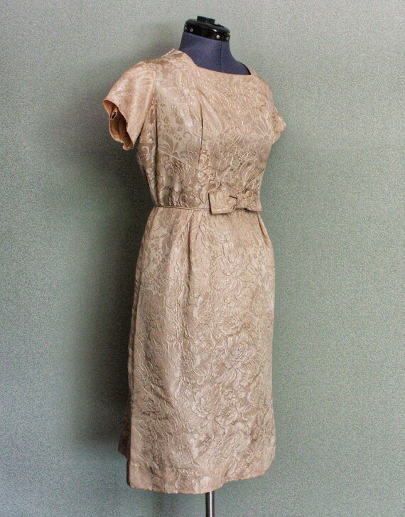 1950's-60's Beige Floral Jacquard Vintage Women's… - image 3