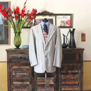 1970&#39;s Checked Wool Blend Vintage Men&#39;s Sport Coat from LEVI&#39;S SPORTSWEAR with Patch Pockets, 44 L