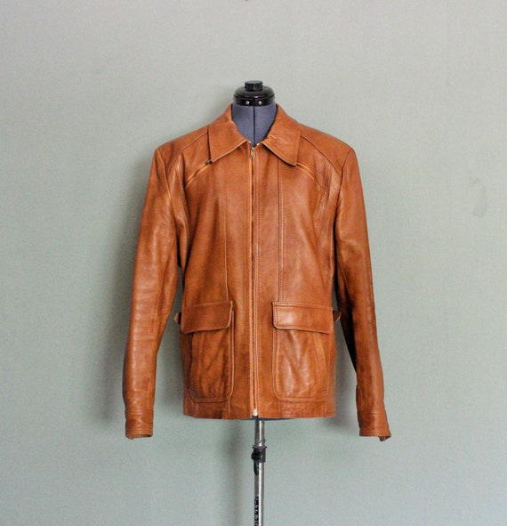 1960's Tan Genuine Leather Vintage Men's Leather J