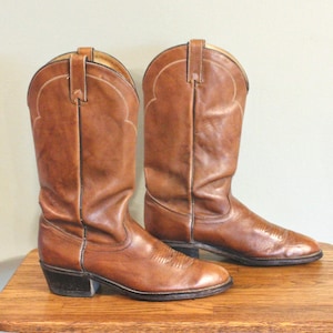 ACME vintage vintage herencowboylaarzen met J-teen, wandelhakken, jaren 60-70, gemaakt in de VS, herenmaat 9-1/2 E, damesmaat 11