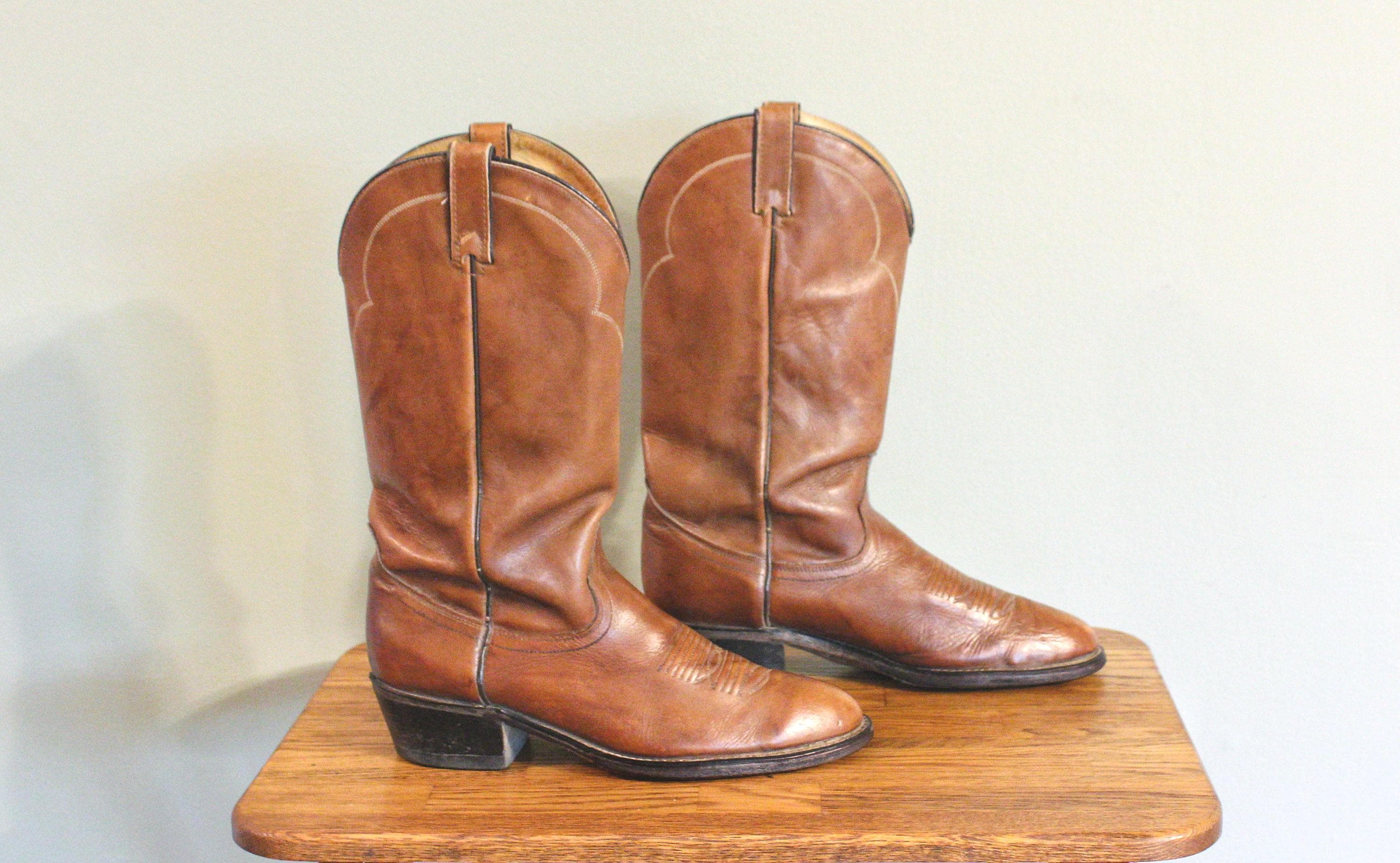 靴 60s-70s ACME \"made in usa\" western boots Vintage Acme Cowboy Boots in Original Box, Women's 6, Tan W