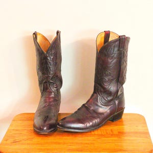 DAN POST Cordovan Brown Color Men&#39;s Cowboy Boots with J Toes, Walking Heels, Made in Mexico, 13 D
