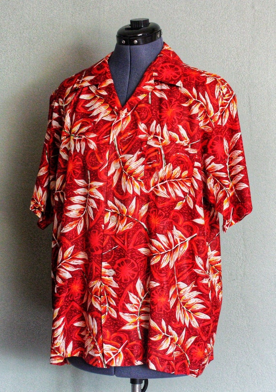 20 Off! 1960's Rayon Hand Screened Vintage Men's Haw… Gem