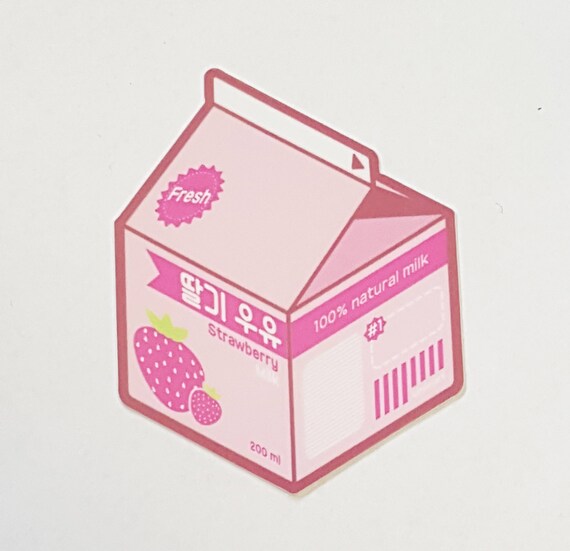 Aesthetic Korea Milk Carton Vinyl Laptop Stickers Strawberry Etsy