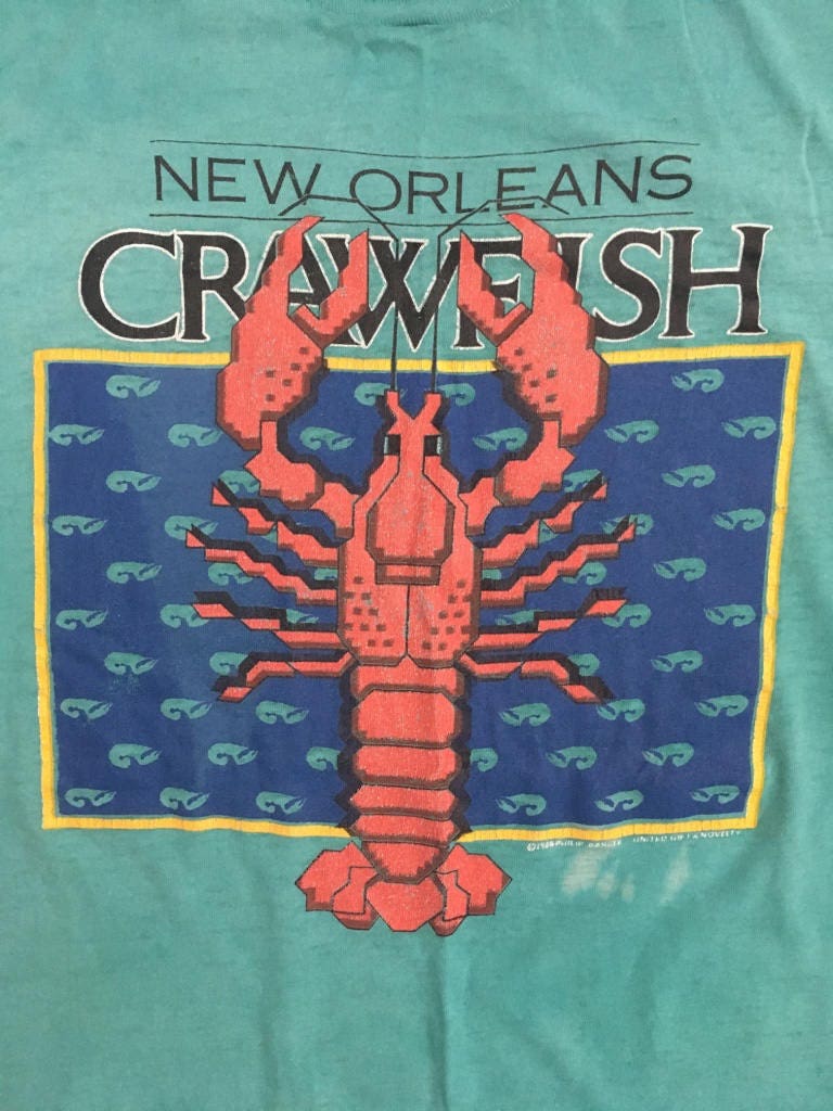Vintage 1986 'new Orleans Crawfish' T-shirt Turquoise - Etsy