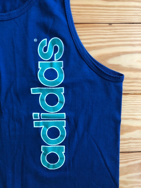 Vintage Adidas Muscle Tank Blue Teal M - image 2