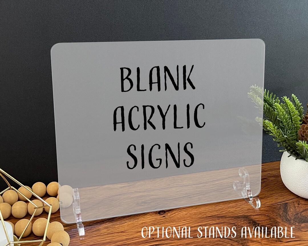 Blank Acrylic Table Sign With Optional Stands, Blank Table Numbers Sign
