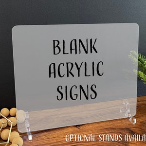 Blank Acrylic Table Sign with Optional Stands, Blank Table Numbers Sign, Acrylic Wedding DIY Sign, Custom Sign Blank, Blank Acrylic Bar Sign