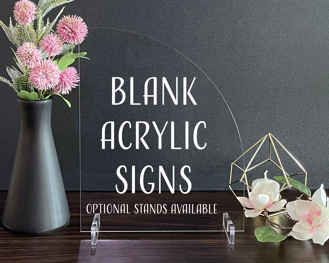 Blank Acrylic Table Sign With Optional Stands Blank Table Etsy