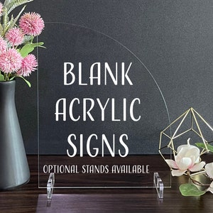 Blank Acrylic Table Sign with Optional Stands, Blank Table Numbers Sign, Acrylic Wedding DIY Sign, Custom Sign Blank, Blank Acrylic Bar Sign