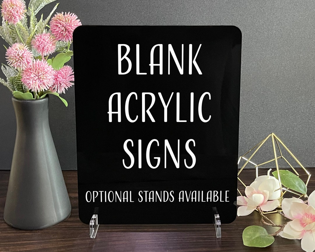 Blank Acrylic Table Sign With Optional Stands, Blank Table Numbers Sign